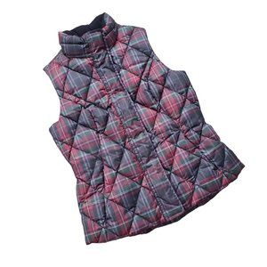Plaid Goose Down Gilet Quilted Vest Women's Medium Eddie Bauer
